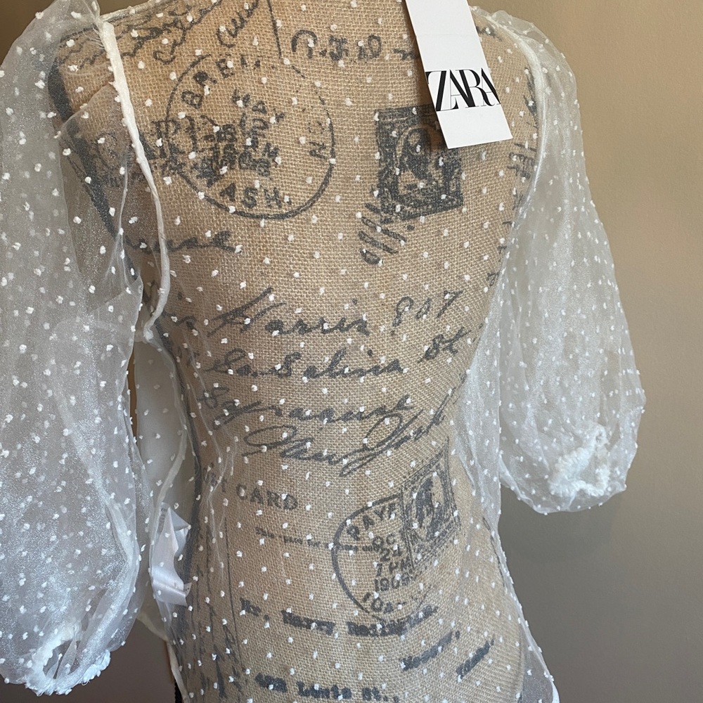 Zara white organza blouse with full sleeves - Picture 9 of 12